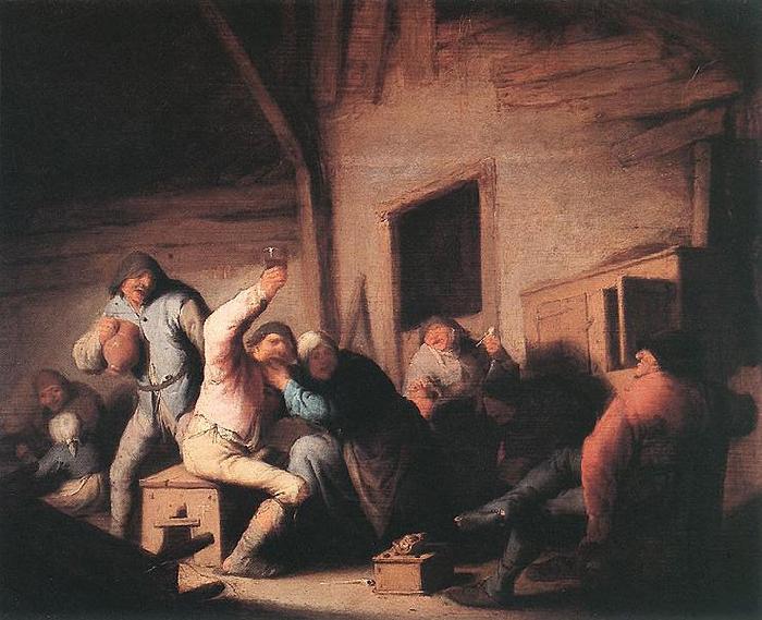 Adriaen van ostade Carousing peasants in a tavern. France oil painting art